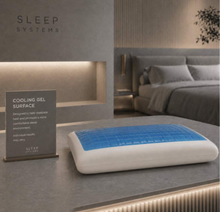  Sleep Systems™ Cooling Core Pillow | Powered by the Triple-Layer Cooling System. 
