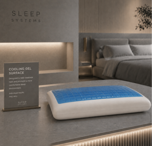  Sleep Systems™ Cooling Core Pillow | Powered by the Triple-Layer Cooling System. 